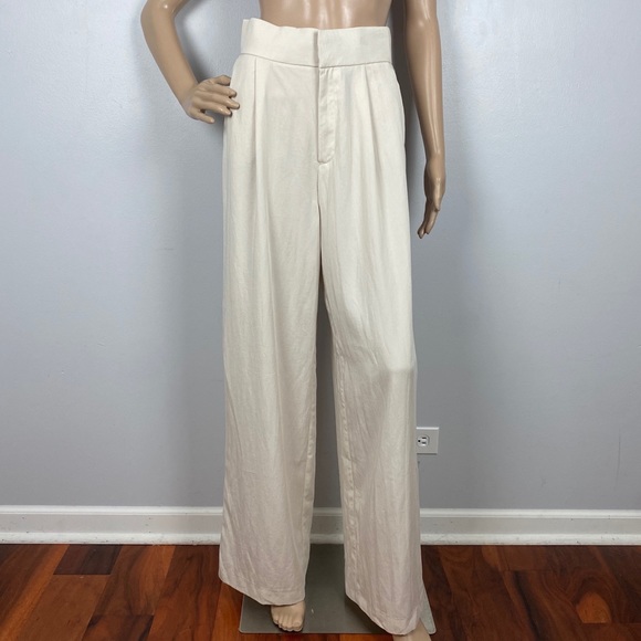 NEW ZARA BEIGE WIDE LEG PANTS - Picture 2 of 8